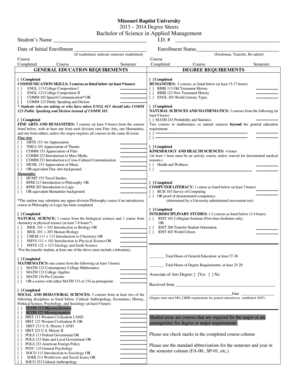 Missouri Baptist University Degree Sheet