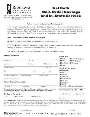 Ridgeway Pharmacy Mail Service Enrollment Form