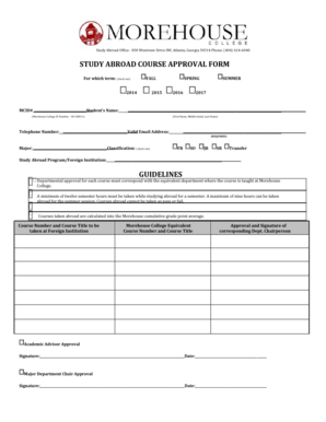 STUDY ABROAD COURSE APPROVAL FORM - Morehouse College - morehouse
