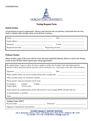 Student Testing Request Form