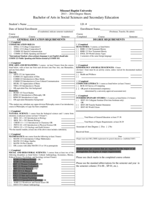 Missouri Baptist University Degree Sheet