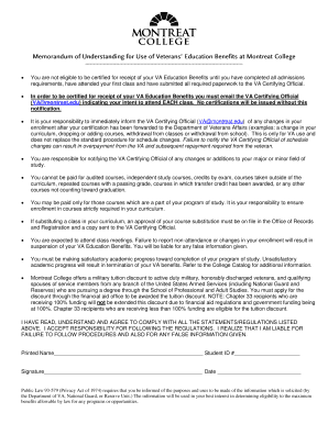 VA Education Benefits Certification Agreement