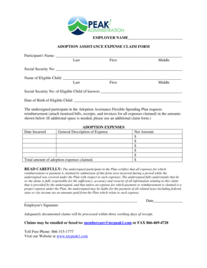 Adoption Assistance Expense Claim Form