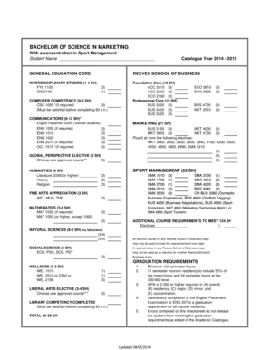 Bachelor of Science in Marketing Sport Management Degree Plan