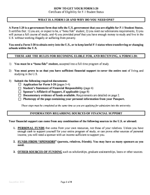 Application for Form I-20 and Certification of Financial Responsibility