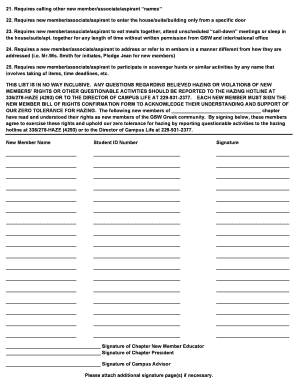 New Member Bill of Rights Form