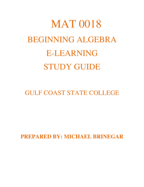 Beginning Algebra Study Guide