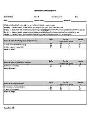 Teacher Candidate Summative Assessment Form