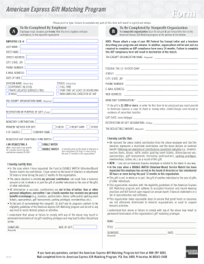 American Express Gift Matching Program Form