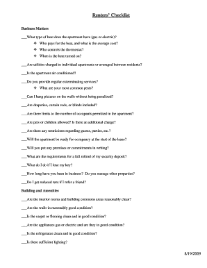 Renters’ Checklist