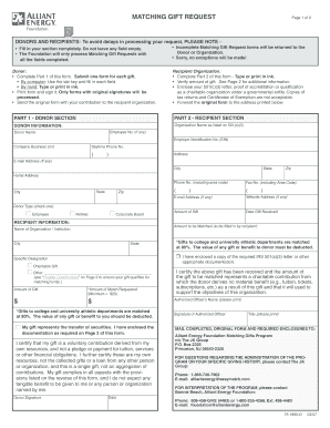 Alliant Energy Foundation Matching Gift Request Form