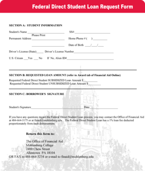 Federal Direct Student Loan Request Form