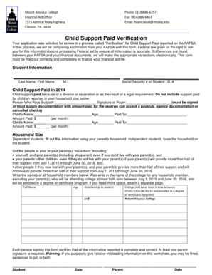 Child Support Paid Verification Form