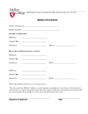 Molloy College Reference Waiver Form