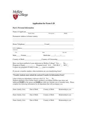 Application for Form I-20