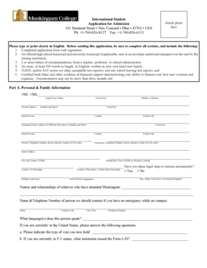 International Student Application for Admission