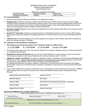 Metropolitan State University Employee Parking Registration Form
