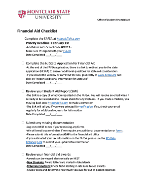 Financial Aid Checklist
