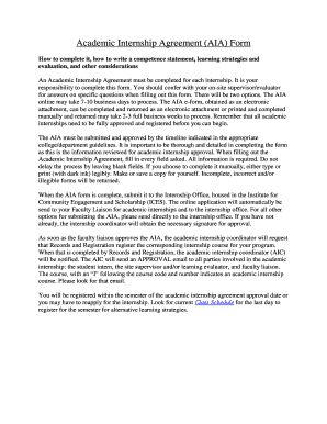 Academic Internship Agreement Form