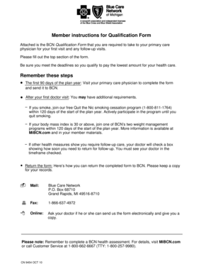 Blue Care Network Qualification Form