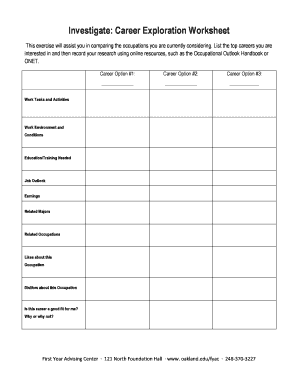 Career Exploration Worksheet