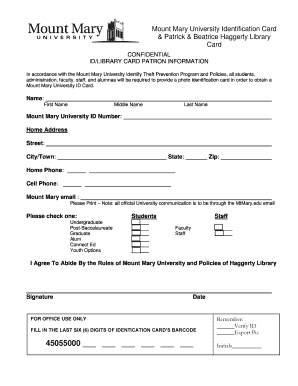 Mount Mary University ID Card Application