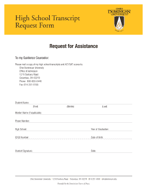 High School Transcript Request Form