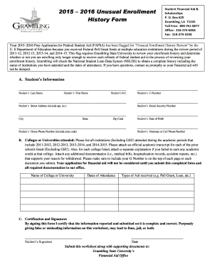 Unusual Enrollment History Review Form