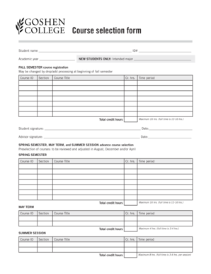 Course Selection Form