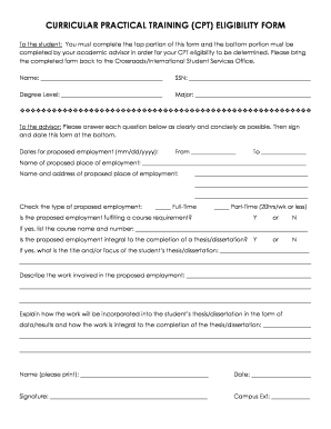 CPT Eligibility Form