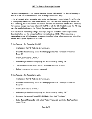 IRS Tax Return Transcript Request