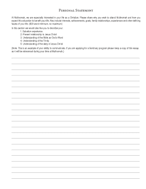 Multnomah Seminary Application Personal Statement