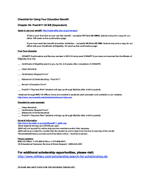 Post 9/11 GI Bill Checklist