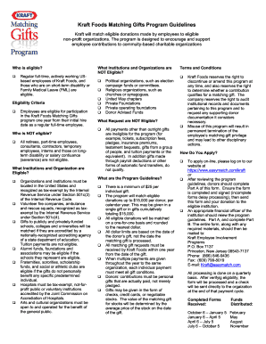 Kraft Foods Matching Gifts Program Guidelines