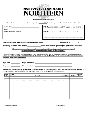 MSU-Northern Graduation Application Form