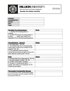 Monthly Fire Safety Checklist