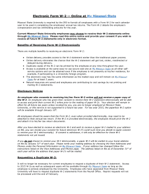 Missouri State University W-2 Consent Form