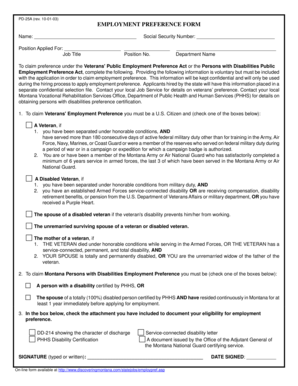 Montana Employment Preference Form