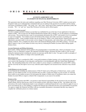 Account Agreement and Statement of Financial Responsibility