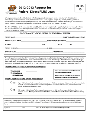 Federal Direct PLUS Loan Application