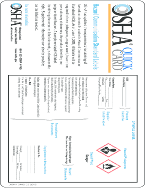OSHA Hazard Communication Standard Label