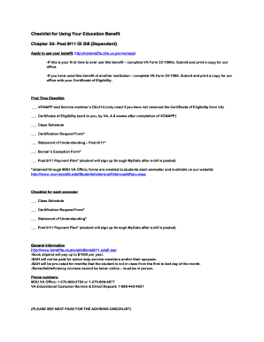 Post 9/11 GI Bill Checklist