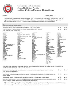 Tuberculosis Assessment Form
