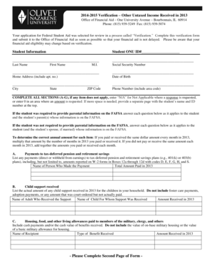 Verification Form for Other Untaxed Income 2013