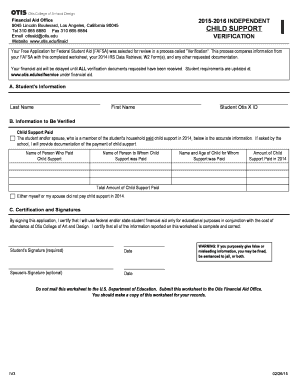 2015-2016 Independent Verification Worksheet