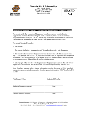 SNAP Dependent Student Form