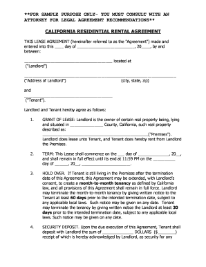 California Residential Rental Agreement