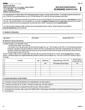 2015-2016 FAFSA Verification Form
