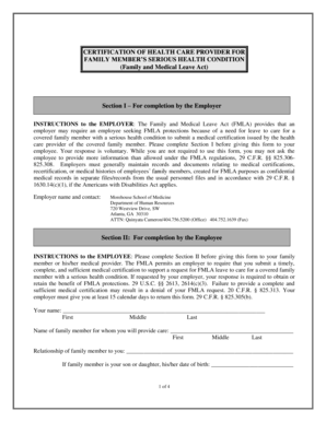 FMLA Certification of Health Care Provider