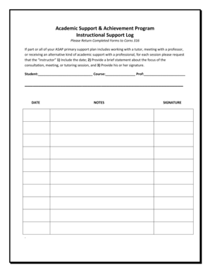 Academic Support Instructional Log Form